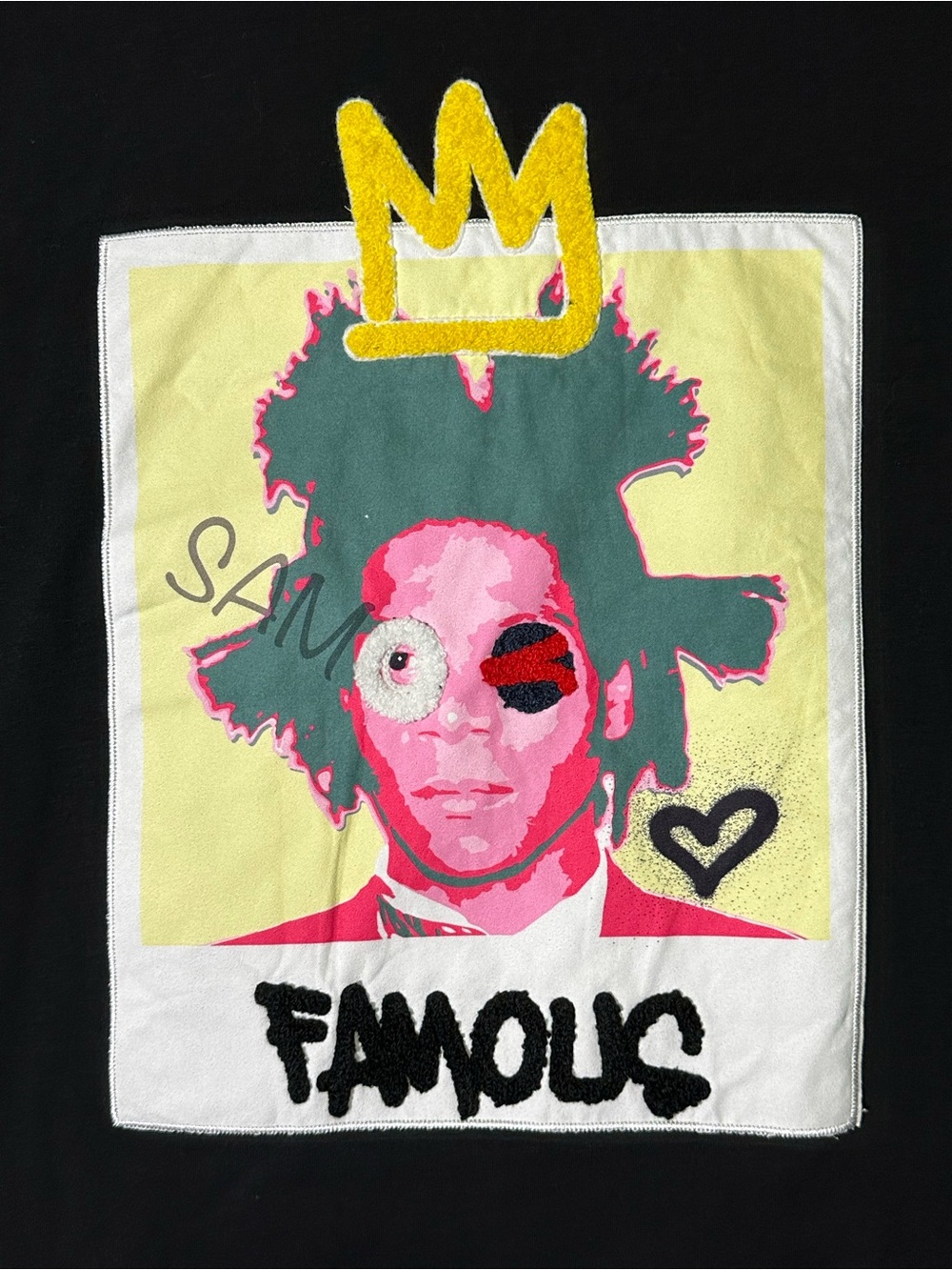 BKYS Menโs 2XL Black Basquiat Style Graphic T-Shirt Famous Crown Streetwear XXL